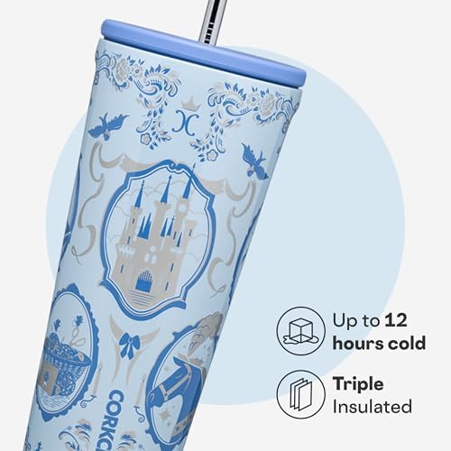 Corkcicle Cold Cup Straw Tumbler, 24 oz, Disney Princess Cinderella - Image 3
