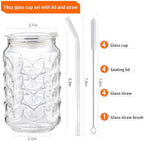 Jiuchen 4-Pack 18oz Borosilicate Glass Cups with Leakproof Lids & Straws,Multi-Use Tumblers for Office and Home - Iced Coffee, Smoothies, Cocktails, Juice, Iced Tea & Protein Shakes, Dishwasher Safe - Image 4