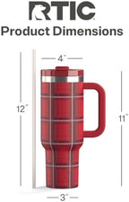 RTIC 40oz Road Trip Tumbler, Insulated, Ceramic Lined, Red Plaid - Image 5