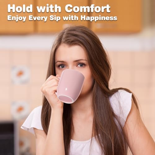 Large Ceramic Coffee Mugs Set of 6 16oz(475ml) Tea Cups Idea Gifts Pink - Image 6