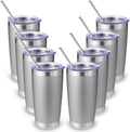 Volhoply 20oz Stainless Steel Tumbler with Lid and Straw Bulk 8 Pack,Double Wall Insulated Travel Iced Coffee Mug Fits Cup Holder,Powder Coated Cups for Hot/Cold Drinks,Gifts for Women（Gray,8 Set） by LiveFully%EF%BC%8CDrinkFreely%E2%80%94KeepGoingwithVolhoply%EF%BC%81