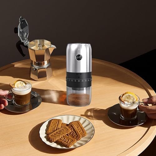 Portable Electric Burr Coffee Grinder with 40 Adjustable Settings & 35g Capacity, 1800mAh Rechargeable Coffee Bean Grinder with Conical Ceramic Burr, for Travel (SILVER) - Image 5