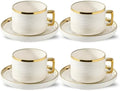 LETAOTAO Cappuccino Cups with Saucers, Coffee Mugs with Gold Trim Set of 4 by LETAOTAO