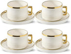LETAOTAO Cappuccino Cups with Saucers, Coffee Mugs with Gold Trim Set of 4 by LETAOTAO