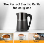 Epsilon Electric Kettle 1100W - 1.7L, Electric Tea Kettle with Boil Dry Protection and Auto Shut-Off, Fast Boil Electric Tea Kettle, Double Wall Stainless Steel, Removable Top and BPA Free - Image 5