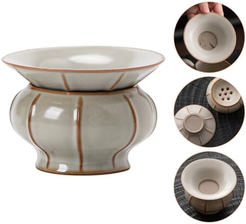 BESPORTBLE Ceramic Tea Filter with Fine Mesh Strainer Porcelain Loose Leaf Infuser for Kung Fu Tea with Base - Image 5