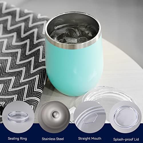 DOMICARE Stainless Steel Wine Tumbler Bulk with Lid, Personalized Insulated Tumblers Set, 12oz Travel Coffee Cups Pack of 4, Light Blue - Image 3