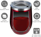 MEWAY 12oz/4 Pack Wine Tumbler Glasses with Lid - Stemless Double Wall Vacuum Stainless Steel Travel Tumbler - Keeping Cold & Hot for Wine,Coffee,Cocktails,Gifts (Burgundy,Set of 4) - Image 3