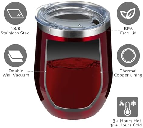 MEWAY 12oz Wine Tumbler 16 Pack Bulk Gifts for Women,Double Wall Vacuum Stainless Steel Travel Mug with Lid,Insulated Stemless Wine Cup Glass for Coffee,Cocktails,Drinks(Burgundy,Set of 16) - Image 3