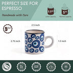 Ceramic Espresso Cups, 5 Oz Espresso Cups Set of 4, Handmade Espresso Cup, 2.75 Inch Espresso Mugs, Multicolor Demitasse Cups, Microwave & Dishwasher Safe Espresso Mugs, Coffe Mug Set (NAZAR CHARM) - Image 2