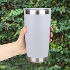 20oz Stainless Steel Tumbler Bulk with Lid, Travel Mug - Double Wall Vacuum Powder Coated Cup - White, 6 Pack - Image 6
