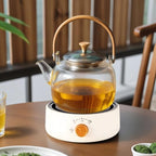 Electric Mini Teapot Stove 500W 110V, Multifunctional Electric Heater Countertop Teapot Stove for Ceramic Glass Kettle, Rotary Temperature Control, Off white - Image 3