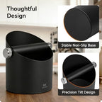 Knock Box Espresso Accessory, Compact Size & Anti-Splash Steel, Black - Image 5