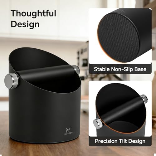 Knock Box Espresso Accessory, Compact Size & Anti-Splash Steel, Black - Image 5