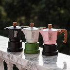 Bincoo Espresso Maker Stovetop,Camping Moka Pot 2 Cup/120ML,Stove Top Espresso Italian Coffee Maker,Easy to Use (Pink-black) - Image 2