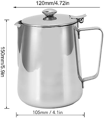 Espresso Steaming Pitchers, Stainless Steel Milk Frothing Pitcher with Lid for Steaming and Frothing Milk for Coffee, Latte, Cappuccino 20oz Capacity - Image 7