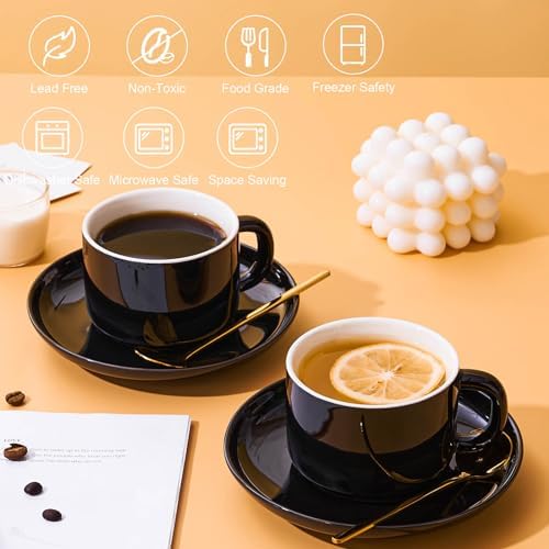 8 OZ Porcelain Cappuccino Cups, Coffee Mugs Set of 4 - Image 4