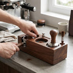 Walnut Coffee Tamping Station, 51mm 53mm Portafilter Organizer - Image 6