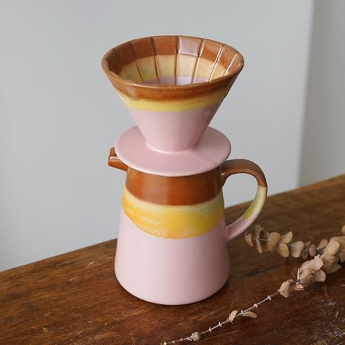 Handmade Ceramic Pour Over Coffee Dripper Set, Pink - Image 6