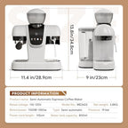 20 Bar Espresso Machine with Grinder & Steam Wand - Semi Automatic Coffee Maker, NTC Intelligent Temp Control, 58mm Stainless Steel Portafilter, One-Touch Panel for Home Barista (Removable Water Tank) - Image 5