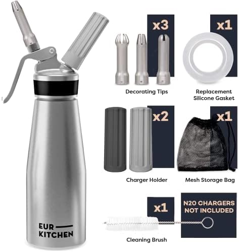 EurKitchen Aluminum Whipped Cream Dispenser - N2O Chargers Not Included - Image 2
