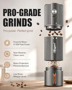 Upgraded Faster Electric Coffee Grinder, Stainless Steel Burrs, Gray - Image 2