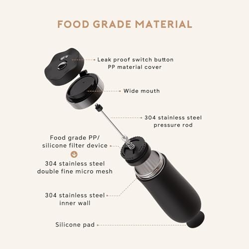 Portable Vacuum Insulated Coffee Press Coffees Maker 320ml Capacity Stainless Steel Travel Mugs Outdoors Coffees Brewer - Image 5
