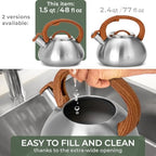 WALDWERK Tea Kettle Stovetop (1.5 Quart) - Teapot for Stovetop - also for Induction and Gas Stoves - Stainless Steel Tea Kettle - Whistling Tea Kettle for Stove Top - Non Toxic Tea Kettle Stovetop - Image 3