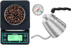 Coffee Gator Gooseneck Kettle 40oz Stainless Steel for Pour Over and Coffee Scale 0.1 Precision with Timer by CoffeeGator