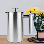 Stainless Steel French Press Coffee Maker with Double Insulated Walls - Hot Coffee for Longer - 1L Capacity - Great for Home or Camping - 350ml - Image 6