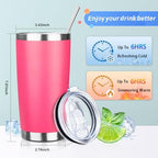 20oz Tumbler with Straw and Brush, Stainless Steel Vacuum Insulated tumbler, Double Wall Insulated Coffee Tumbler for Outdoor, Home, Travel,Office (peach，4pcs) - Image 4