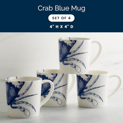 Caskata Crabs Blue Oversized Mugs Set of 4 | High-Design Premium Lead-Free Porcelain Mug Set for Entertaining or Everyday | Unique Party Mugs for Wedding or Birthdays | 14 oz - Image 2