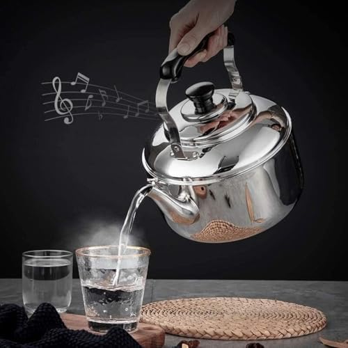 Teapot Kettle-Modern Gas Stainless Steel Whistling Tea Pot For Stovetop With Cool Grip Handle Quick Boil Kettle(4L) - Image 2
