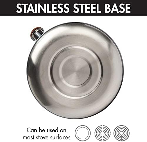 Primula Avalon Whistling Stovetop Tea Kettle, Food Grade Stainless Steel Wide Mouth, Fast to Boil, Cool Touch Handle, 2.5-Quart, Gunmetal Grey and Wood-Look - Image 5