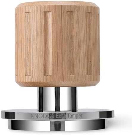 Self Leveling Coffee Tamper 54mm with Oak Handle by KNODOS