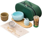 Matcha Whisk Set, 8-Piece Complete Ceramic Kit with Bamboo Whisk, Bowl, Sifter & Scoop – Japanese Tea Ceremony Gift for Beginners (G) by Unknown