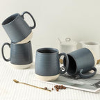 Hasense Coffee Cups Ceramic, Coffee Mugs with Handles Set of 4, 15 oz Tea Cups for Home and Office, Stylish Colorblocking Mugs for Coffee, Tea, Latte, Hot Chocolate, Christmas Cups Gift, Deep Blue - Image 6