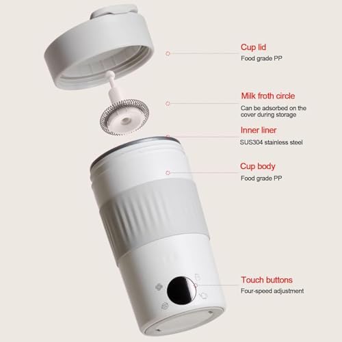 300ml Automatic Foam Maker, Fully Automatic Milk Frother with LED Touch Screen, 4 Speed Modes, Intelligent Temperature Control 55°C & 8800 Rpm Magnetic Suspension Stirring - Image 7