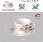 Rose Floral Complete Tea Set: 27oz Porcelain Teapot & 12-Piece 6oz Cup Set, Includes Teapot, 6 Cups & 6 Saucers, Dishwasher Safe, Elegant Gift Set - Image 3