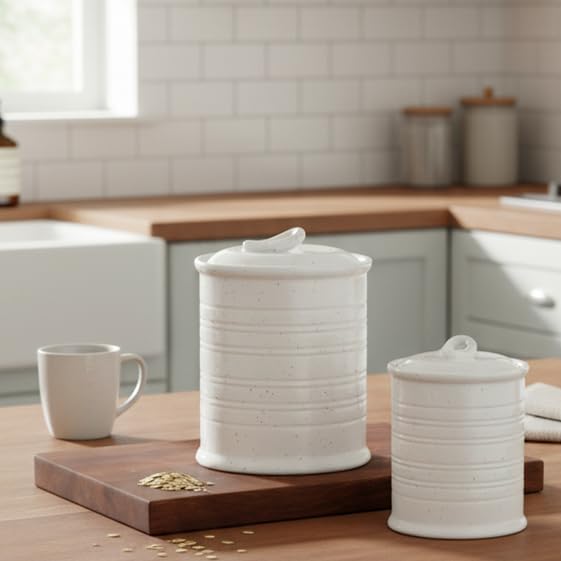 Nihow Food Storage Jar, Ceramic Canister Sets for The Kitchen,Set of 4 - Image 4