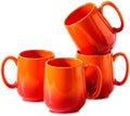 HASENSE Set of 4 Ombre Coffee Mugs, 15oz Large Ceramic Cups – Dishwasher & Microwave Safe, Orange Gradient Cappuccino Latte Tea Handle Cup, Housewarming Gift by Hasense