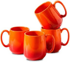 HASENSE Set of 4 Ombre Coffee Mugs, 15oz Large Ceramic Cups – Dishwasher & Microwave Safe, Orange Gradient Cappuccino Latte Tea Handle Cup, Housewarming Gift by Hasense