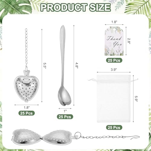 uxcell 25 Set Bridal Shower Tea Party Favor for Heart-shaped, Silver - Image 2