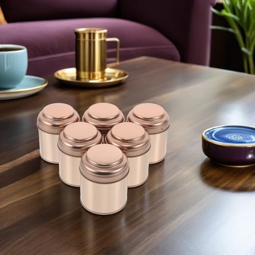 Zerodeko 6pcs round Tea Canisters with Lid Small Sealed Tin Boxes Rose Gold Metal Storage Jars for Loose Leaf Tea Coffee Spice Organization - Image 5
