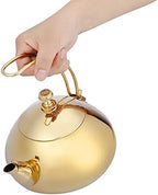 Stainless Steel Tea Kettle, 1.5 Litre Coffee Maker Pot, Whistling Teapot with Removable Handle and Mesh Strainer, for ALL Stovetops, for Milk Tea, Coffee, etc (Golden) - Image 3