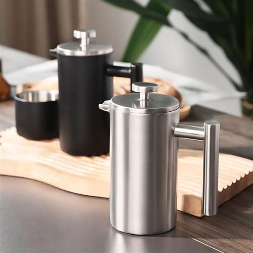 GRFIT Coffee Kettle 304 Stainless Steel French Press Coffee Pot French Hand Brew Coffee Utensils Set of Tea Brewing Double Insulation Flow Spout for Coffee and Tea (Color : Silver, Size : 750ml) - Image 5
