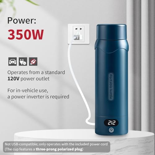 Travel Electric Kettle, Insulated Water Bottle with 4 Temp, Dark Blue - Image 2