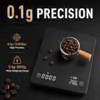 Smart Espresso Coffee Scale with Timer, 0.1g Accuracy, Flow Rate & Ratio - Image 2