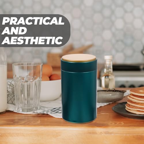 PRETYZOOM 4pcs Small Airtight Tea Canisters Set, Metal Tinplate Loose Leaf Tea Storage Jars with Lid, Dark Green Household Canisters for Coffee, Candy, Pantry Organization - Image 6