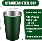 Mimorou 20 Pack 16 oz Stainless Steel Cups Metal Cup, Dark Green - Image 2
